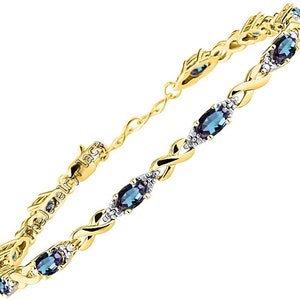 14k Gold Plated Alexandrite Bracelet-Color Changing Gemstone-Sterling Silver Bracelet-Colors Changing Bracelet-June Birthstone Bracelet.