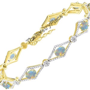 Ethiopian Opal, 14k Gold Plated, Opal Tennis Bracelet, Fire Opal Welo Bracelet, October Birthstone, Gift For Her, Women Bracelet