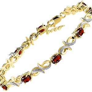 Vintage Tennis Garnet Bracelet, 925 Sterling Silver, Garnet Jewelry, January Bracelet, Red Garnet Gemstone Bracelet, Wedding Jewelry
