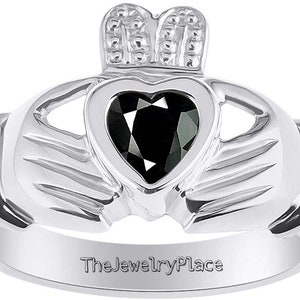 Beautiful Black Onyx Ring Sterling Silver Heart Shaped Black Gemstone Ring for Women