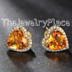 Top Quality Yellow Topaz Studs Earrings-Golden Topaz Studs-Yellow Topaz Studs Earrings-Women Yellow Topaz Earring