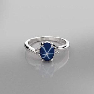 Vintage Lindy Star Sapphire Ring For Women&#39;s Wedding Ring, 925 Sterling Silver, Blue Star Sapphire Ring, Promise Rings, Best Gift For Women