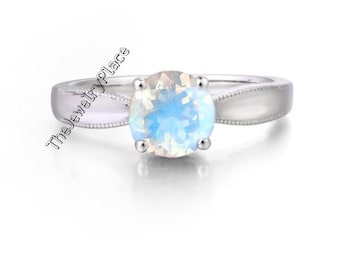 Vintage Moonstone Ring - Sterling Silver Ring- Engagement Ring- Promise Ring Natural Moonstone June Birthstone Anniversary Gift For Her