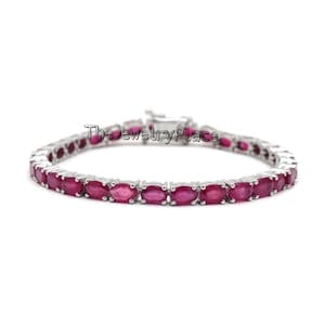Tennis Ruby Bracelet White Gold-Filled / Ruby Jewelry Bracelet Oval Cut Gemstone, Ruby Jewelry, Wedding Bracelet, Gift For Her