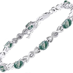 Moss Agate Bracelet For Women Unique Tennis Bracelet Rose Gold Bracelet Green Gemstone Bracelet Women Wedding Bracelet Gift For Her