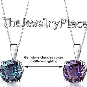 Beautiful Handmade Alexandrite Necklace, Round Cut 3 carats Genuine Lab Grown Alexandrite Pendant, Colors Changing, June Birthstone