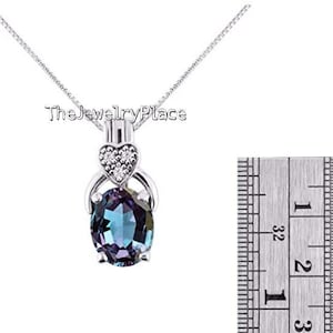 Alexandrite Pendant in 925 Silver, Wedding Necklace, June Birthstone, Color Changing Gemstone Pendant, Solitaire Silver Necklace