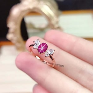 Antique Pink Star Sapphire Ring, Women Promise Ring, 925 Sterling Silver Ring, Pink Lindy Star Ring, Wedding Ring, Anniversary Ring