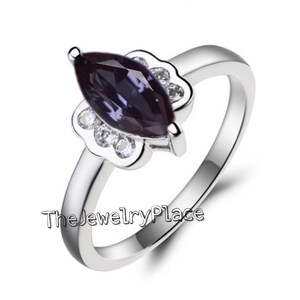Marquise Cut Genuine Lab Alexandrite Ring Gemstone Ring 925 Sterling Silver Color Changing Wedding Ring June Birthstone Ring