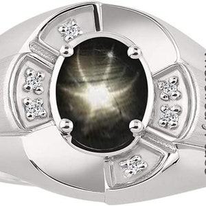 Bague Lindy Star Bague Star Star Sapphire Bague de Fiançailles Bague Promise Bague Noir Star Saphir Bijoux