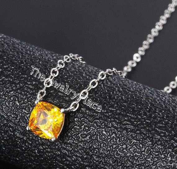 Natural Yellow Sapphire Diamond Marquise Necklace in 14K Gold