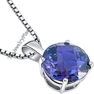 Round Cut Alexandrite Necklace For Women- Color Changing Gemstone Pendant- Alexandrite Pendant in 925 Sterling Silver