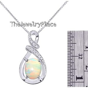 White Fire Opal Necklace, Sterling Silver Opal Pendant, October Birthstone Jewelry, Bridal Wedding Necklace