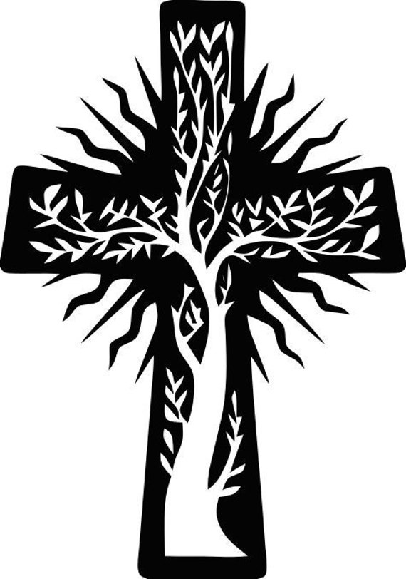 Cross With Tree SVG - Etsy