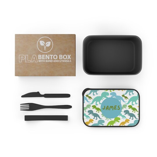 Personalized Toddler Boy Bento Box with Band and Utensils