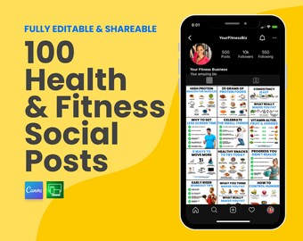 FITNESS CANVA Template Instagram, Canva Instagram Posts, Canva Fitness Templates, Social Media, Free Canva Template, Editable Gym Posts