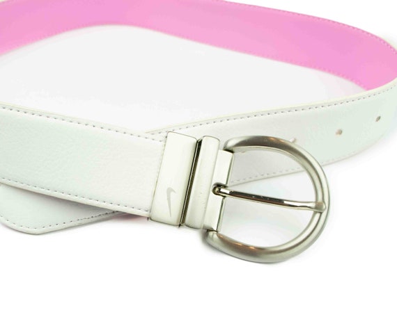 Vintage Leather Belt White Leather Belt Nike Golf Pink Belt White and Pink Belt Genuine Leather Belt Nike Belt Women s Nike Etsy
