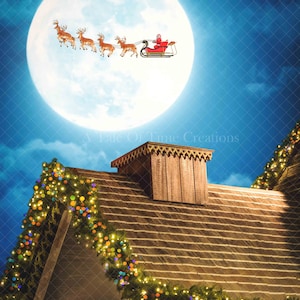 Christmas Roof top ft. Santa Digital Background