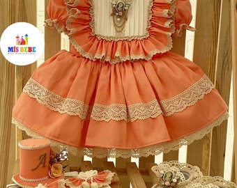 Handmade Vintage Coral Lace Baby Dress: Newborn-Toddler, Special Occasion