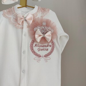 Elegant Embroidered Checkered Baby Top and Pants Set New Born main image 1