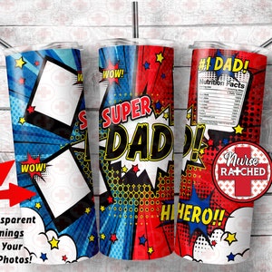 Super Dad PNG, Hero Dad, Father's Day Tumbler, Picture Frames, 20oz Skinny Tumbler Sub Design, Download, Instant DIGITAL ONLY