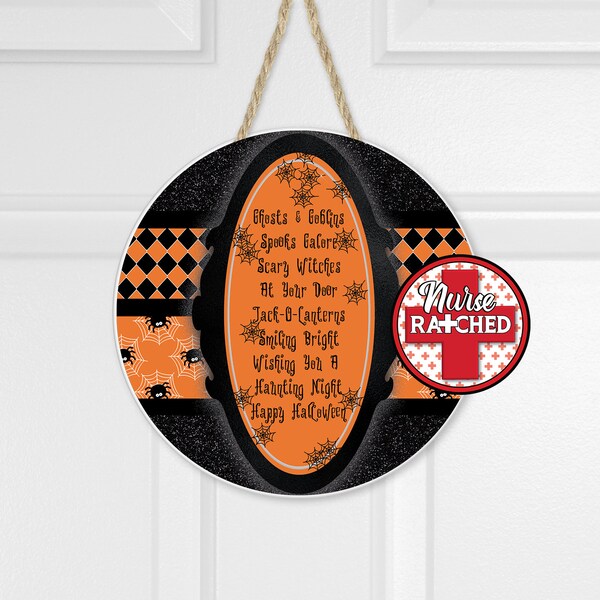 Ghosts and Goblins Orange Door Round PNG, Halloween Sign, Door Round Sublimation Design, Door Hanger, Digital Download, PNG, Digital ONLY