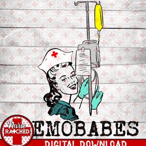 Chemo Nurse PNG: Retro RN Design (Digital Download)