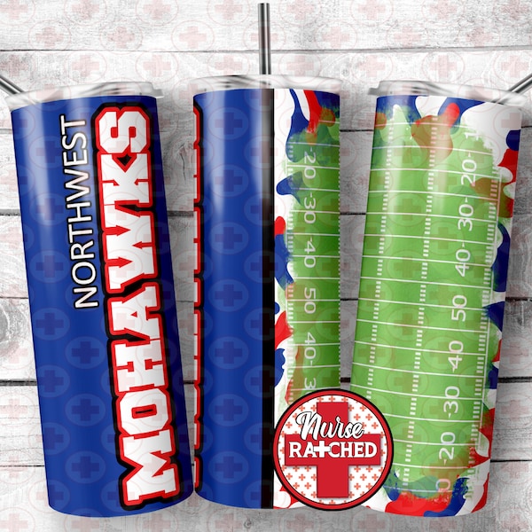 Northwest Mohawks Football Version, 20oz Skinny Tumbler Sublimation Design, Digital Download,  PNG, Instant DIGITAL ONLY