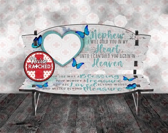 Nephew Memorial Bench PNG, 5.75 x 7 Version, Your Life Was A Blessing, Single Photo Memorial Bench Design, Sublimation Bench PNG, Digital