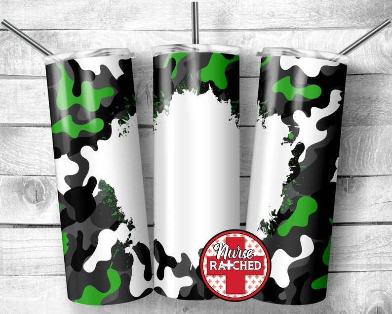 Lime Green White Camo Male Tumbler Background 20oz Skinny Etsy
