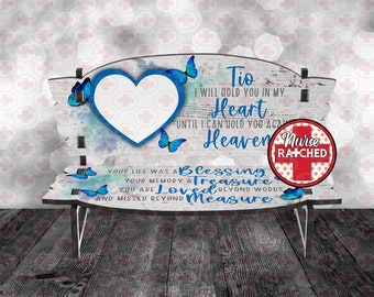 Tio Memorial Bench PNG, 5.75 x 7 Version, Uncle Your Life Was A Blessing, Single Photo Memorial Bench Design, Sublimation Bench PNG, Digital