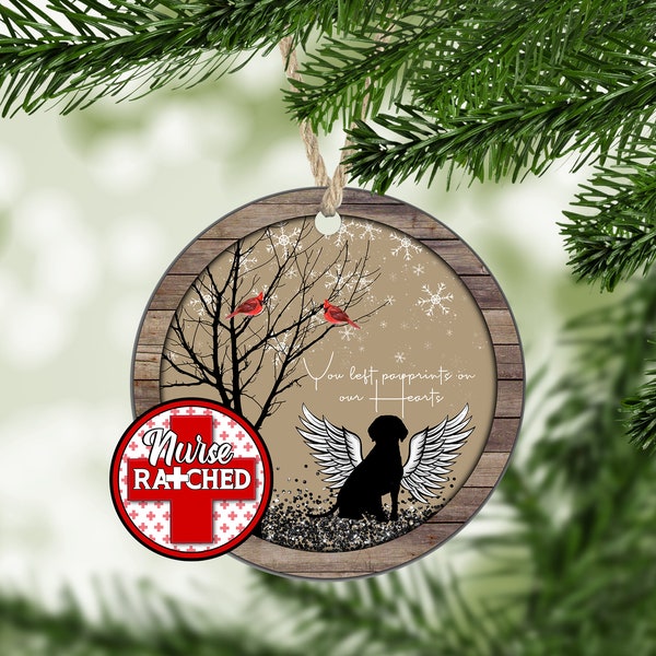 Pawprints on our Hearts, Dog Memorial Christmas Ornament, Ornament Sublimation Design, Digital Download, PNG, Instant DIGITAL ONLY