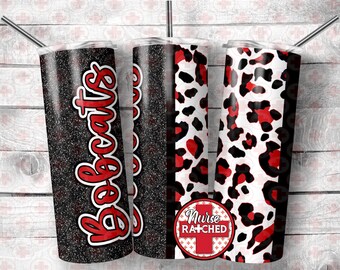 Red Bobcats Leopard Print 20oz Tumbler Sublimation Design (Digital Download)