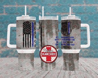 Thin Blue Line Police Tumbler Design: Officer Badge PNG (Digital Download)