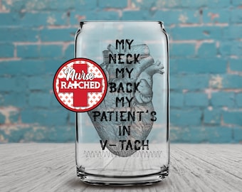 Cardiac Nurse VTach glazen blikje ontwerpen (digitale download)