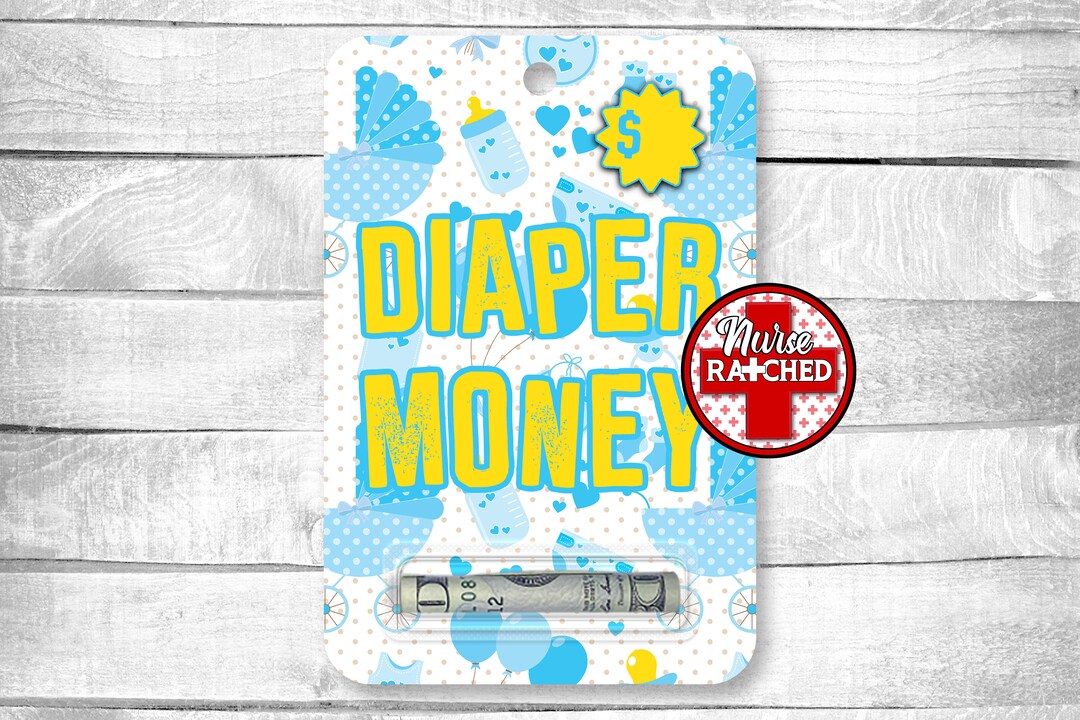 Diaper Money, Baby Shower, Baby Boy, Money Card PNG, Money Holder PNG