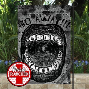 Go Away! Funny Garden Flag, Sunflower Garden Flag, Picture Frames, Sublimation Design, Digital Download, Instant Download,PNG, DIGITAL ONLY