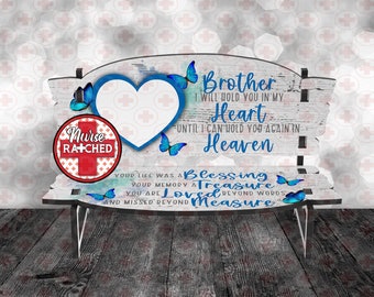 Brother Memorial Bench PNG, 5.75 x 7 Version, Your Life Was A Blessing, Single Photo Memorial Bench Design, Sublimation Bench PNG, Digital