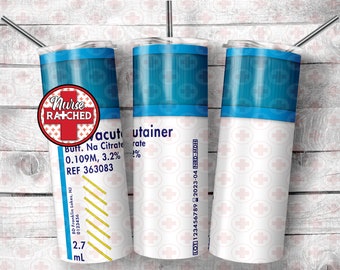 Lab Tube Tumbler Design: Phlebotomist Gift, 20oz Sublimation (Digital Download)