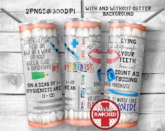 Mund Hygienist Tumbler Wrap Design: Zähne PNG (digitaler Download)