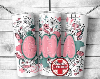 CNA Wildflower Tumbler, Pink Version, Certified Nursing Assistant Tumbler, CNA Design, 20oz Tumbler Sublimation Design, Digital Download