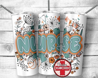 Nurse Wildflower Tumbler, Wildflowers, Nurse Tumbler, Nurse Tumbler Design, RN, 20oz Tumbler Sublimation Design, Digital Download, PNG