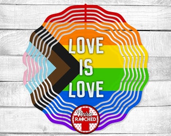 Pride Flag Wind Spinner Design: Love Is Love Sublimation PNG (Digital Download)