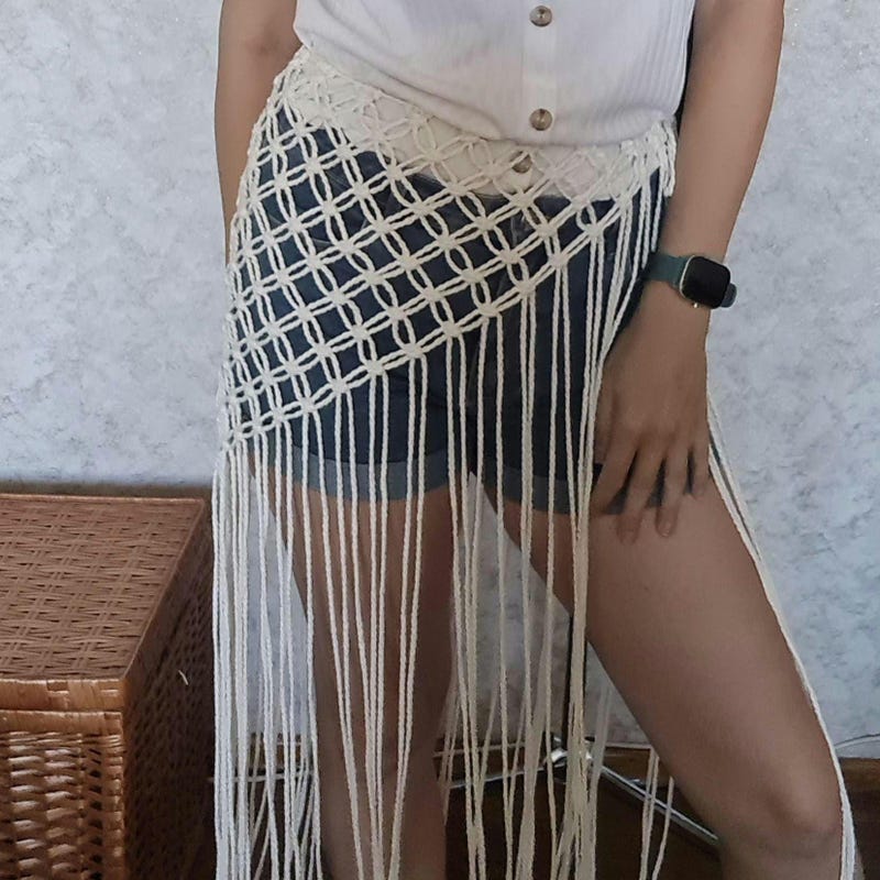 Flower bikini and skirt macrame set