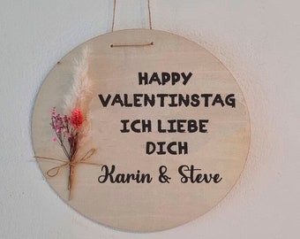 Valentinstag | personalisierte Tafel | Trockenblumen | Geschenk | Ich liebe dich | personalisiert | Verliebte | Paare | Wanddeko | Pärchen