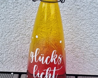 Solar Flasche | Beleuchtete Flasche | personalisierte Flasche | Geschenk | Garten | Wunschtext |