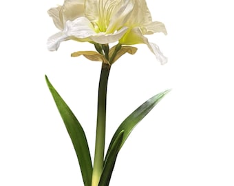 21 inch (53 cm) kunstmatige staande amaryllis, wit, met bol