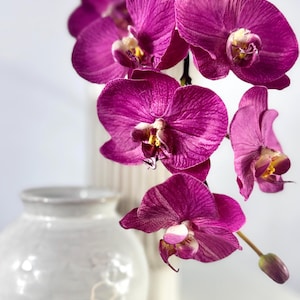 89 cm realistisk fuchsia-orkidé med 7 blommor, Phalaenopsis