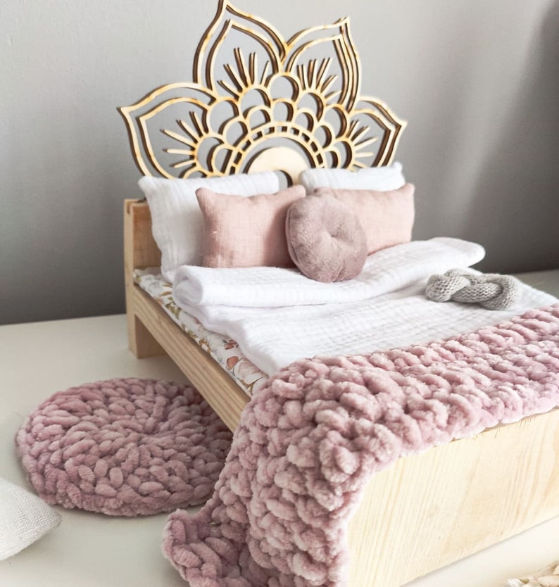 Miniature Doll House Bed Double Size Bed Bedding Bundle Etsy