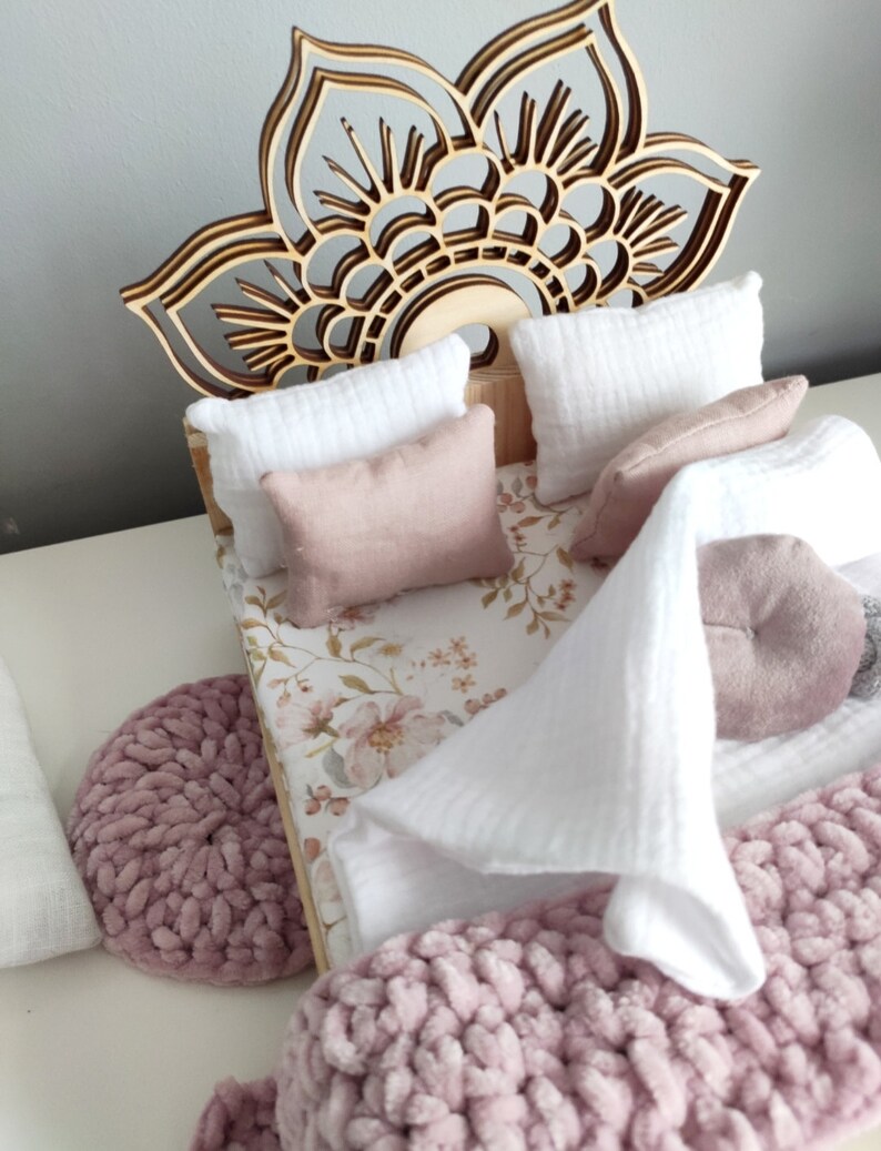 Miniature Doll House Bed Double Size Bed Bedding Bundle Etsy